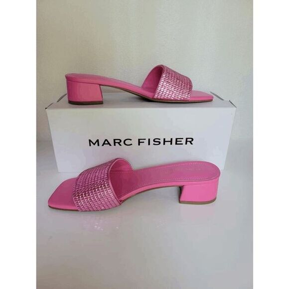 💖 MARC FISHER Casaly Embellished Pink Sandals MSRP $99 SIZE 6,5 NEW IN BOX - Picture 2 of 16